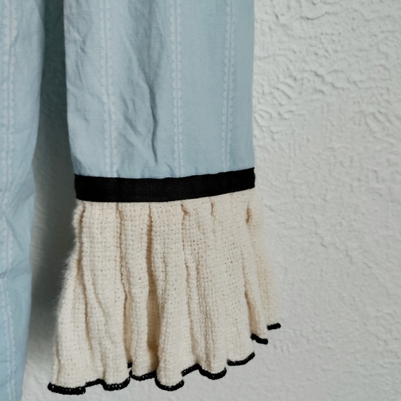 DARK ALICE Tie Collar Blouse Costume Shirt Small Light Blue Cream Small - Picture 6 of 9